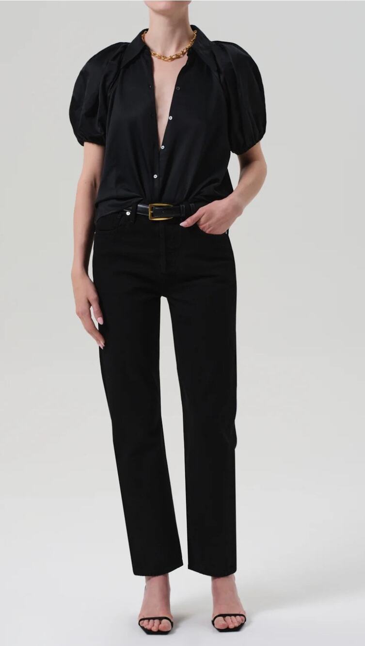 Citizens of Humanity Blaine Vintage Inspired Straight Jeans in Solid Black 24